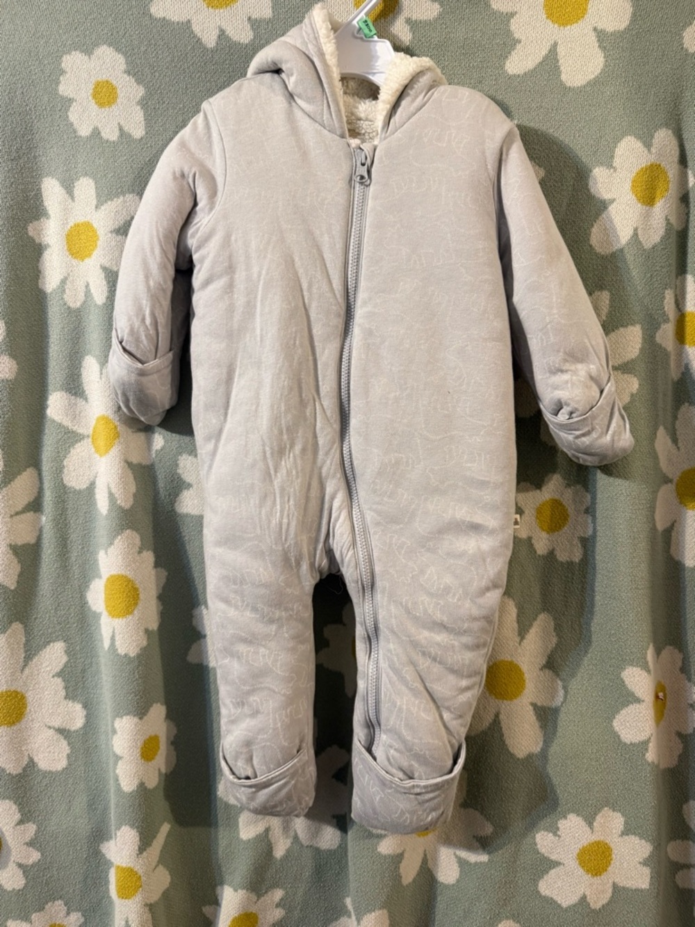 Baby Gap Cozy Light Gray Baby Hooded One-Piece Snowsuit